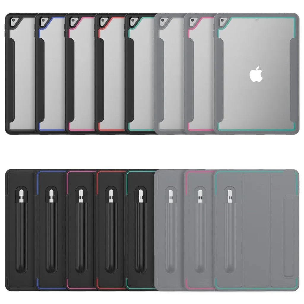 iPad 10.2 (2019) elegant tri-fold case - Black / Baby Blue