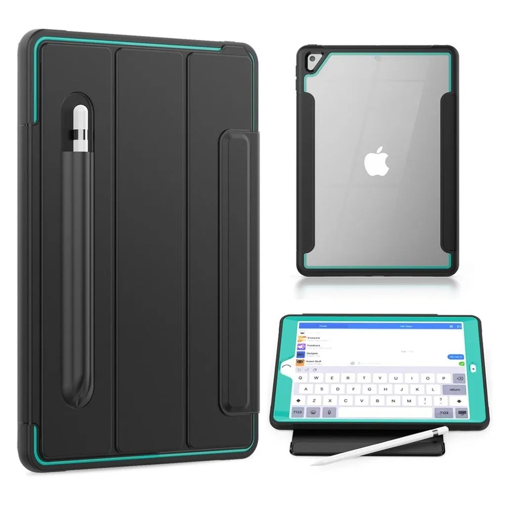 iPad 10.2 (2019) elegant tri-fold case - Black / Baby Blue