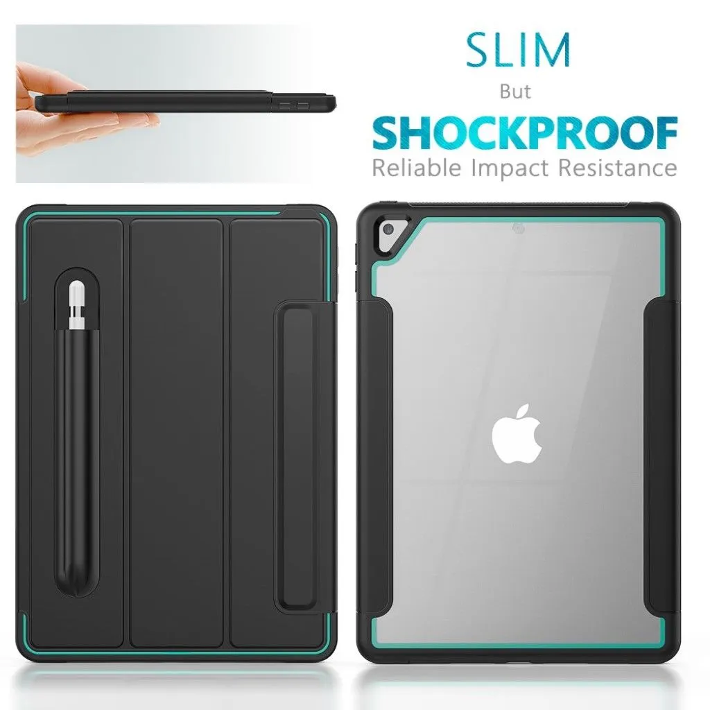 iPad 10.2 (2019) elegant tri-fold case - Black / Baby Blue