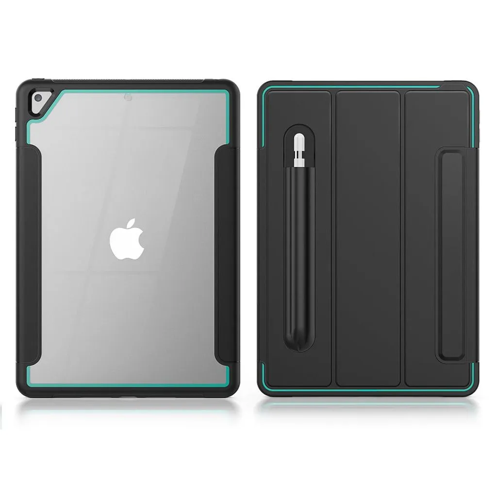 iPad 10.2 (2019) elegant tri-fold case - Black / Baby Blue