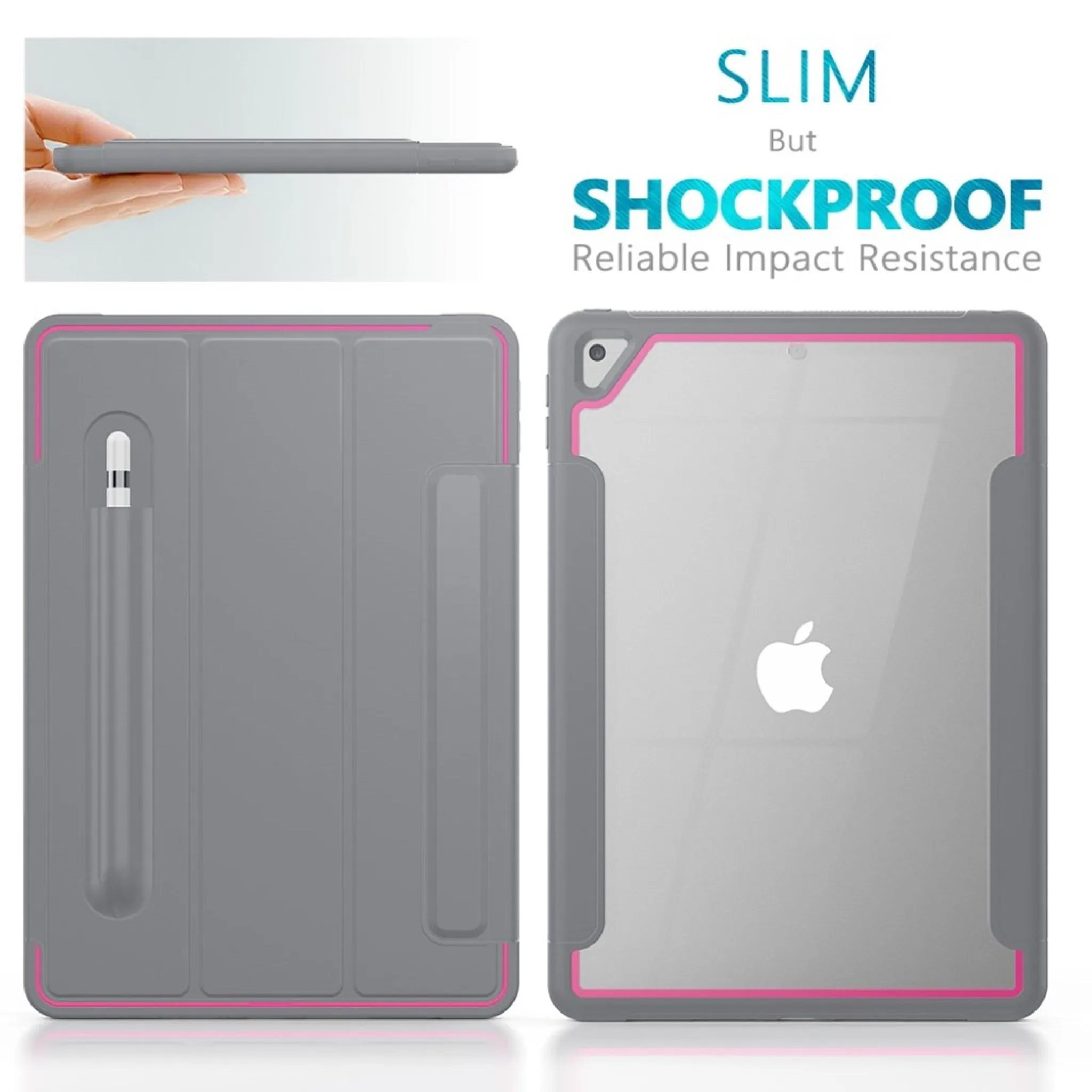 iPad 10.2 (2019) elegant tri-fold case - Grey / Rose