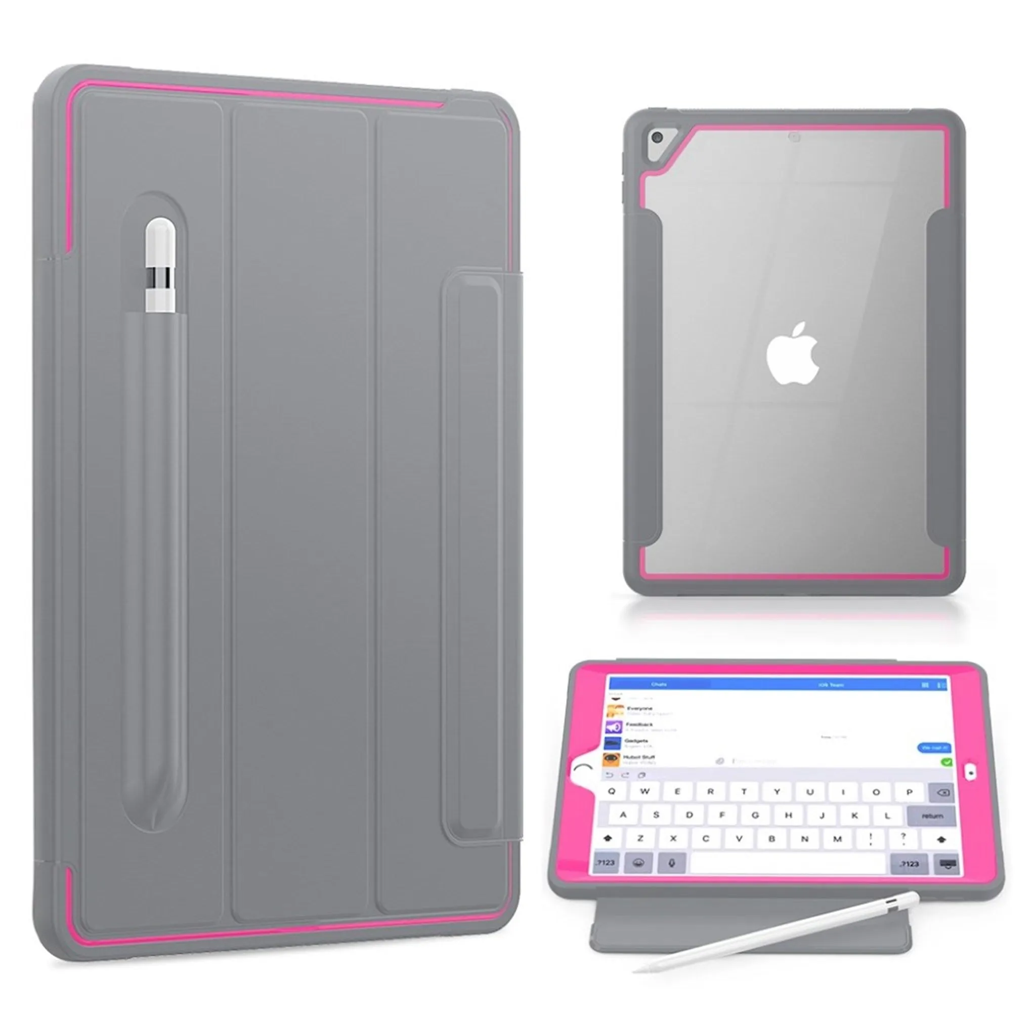 iPad 10.2 (2019) elegant tri-fold case - Grey / Rose