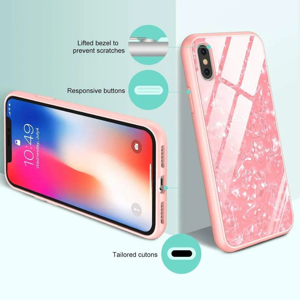 iPhone XR Case - Marble, Tempered Glass Back