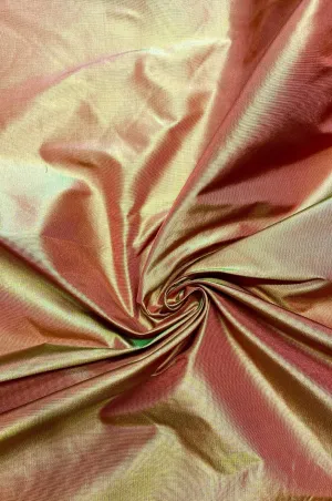 Iridescent Burnt Orange/Yellow-Green Taffeta Silk Fabric