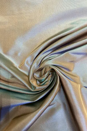 Iridescent Imperial Blue/Peacock Green/Saffron Taffeta Silk Fabric