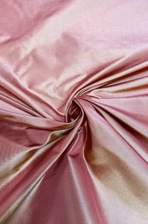 Iridescent Pompeian Red/Sunset Gold Taffeta Silk Fabric