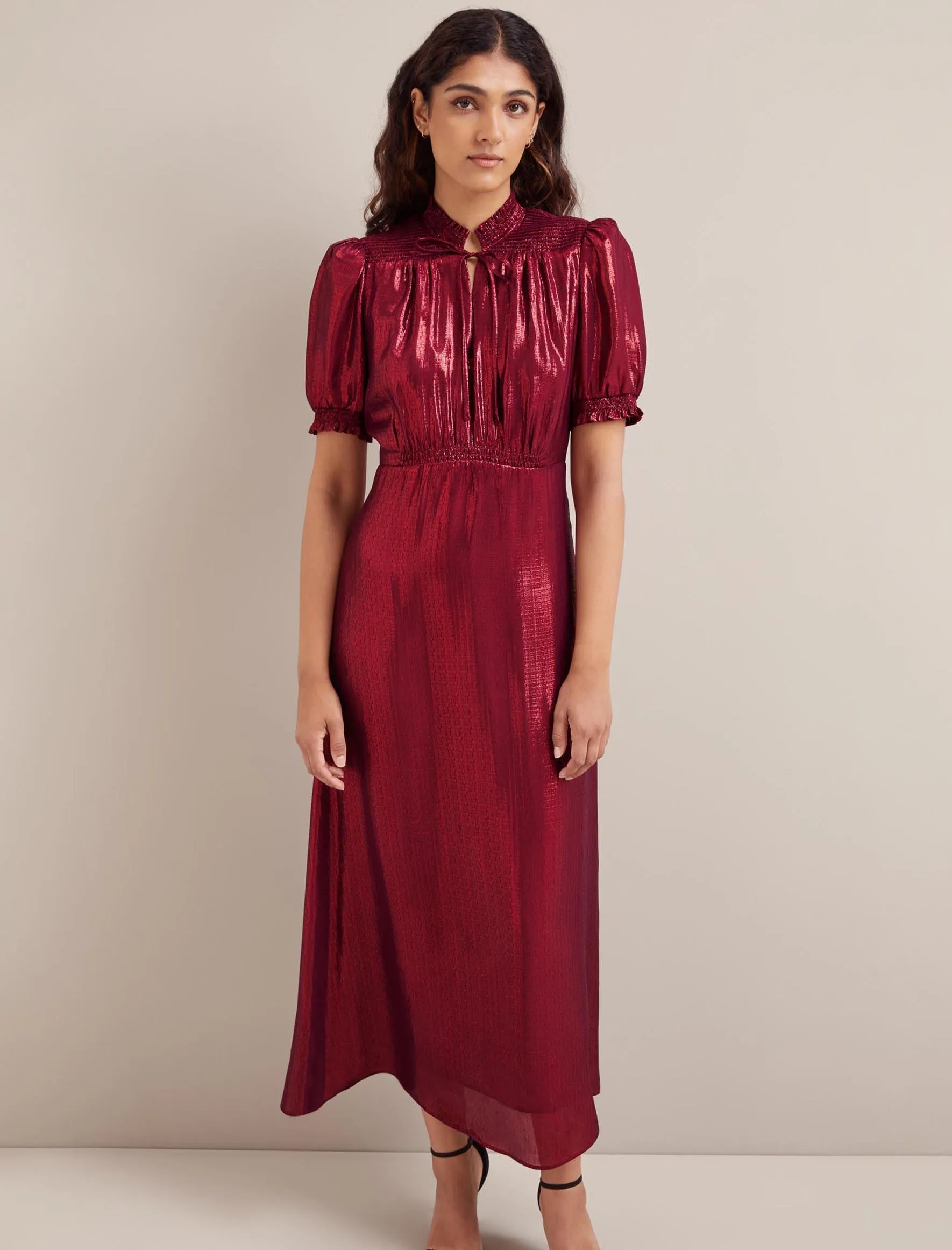 Irina Silk Blend Bias Cut Maxi Dress - Burgundy