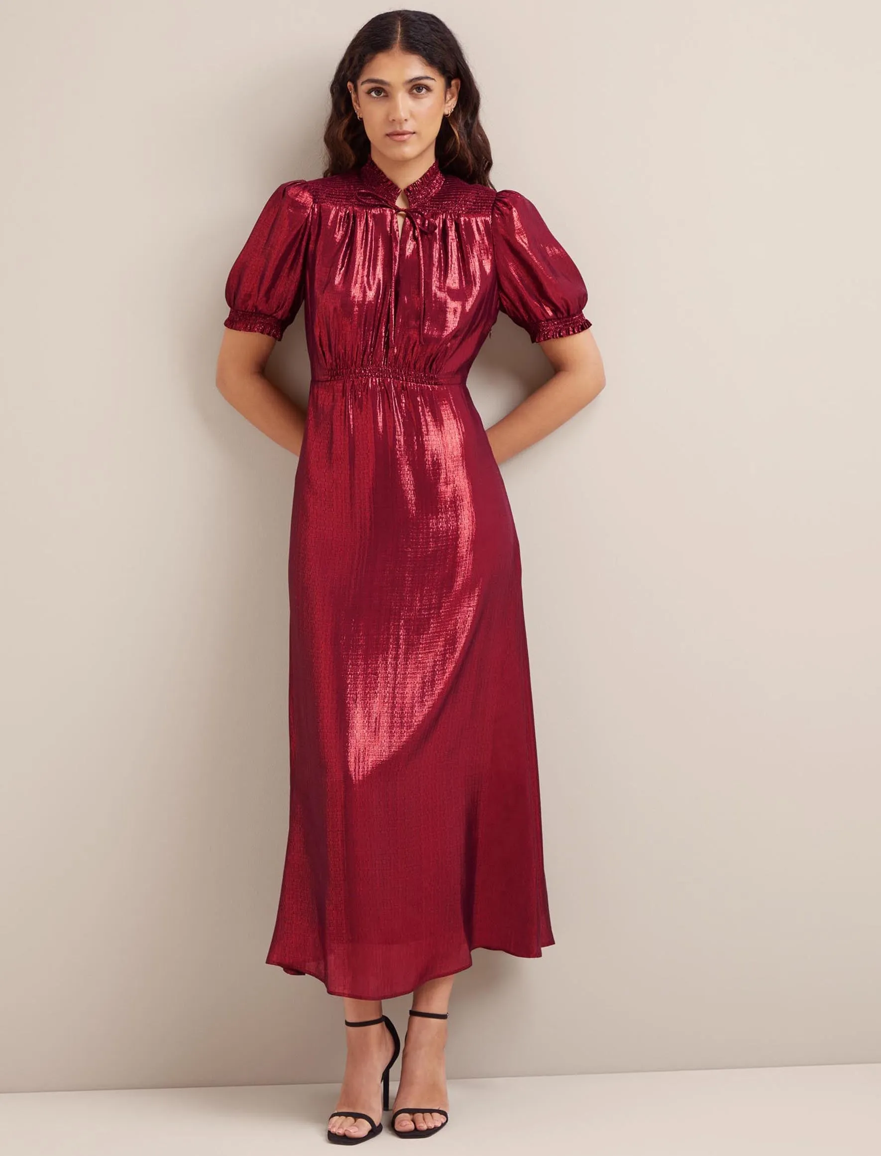 Irina Silk Blend Bias Cut Maxi Dress - Burgundy