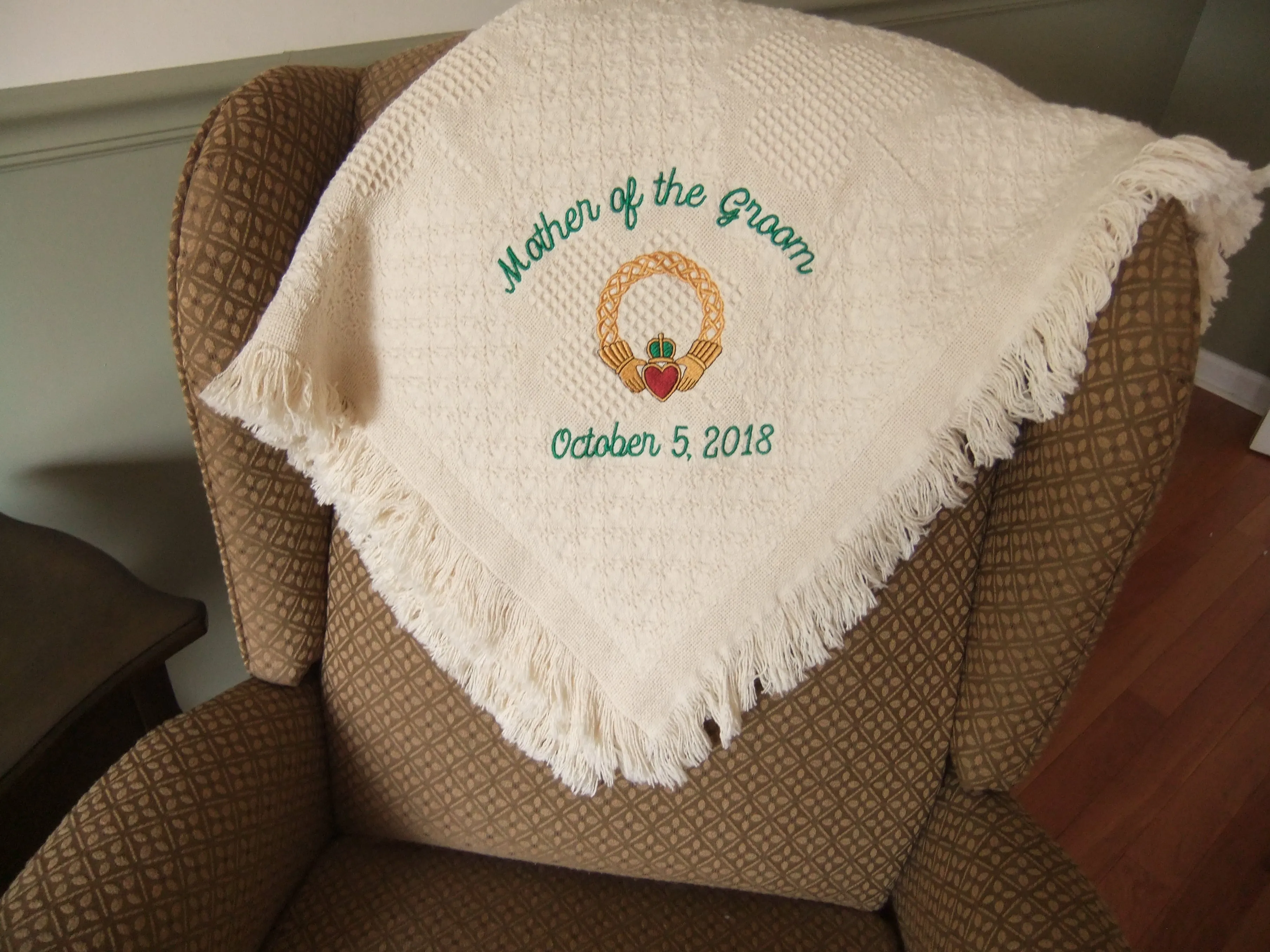 Irish Claddagh Embroidered Custom Blanket