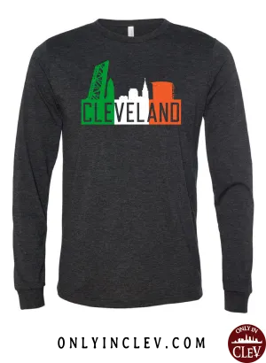 Irish Flats Skyline on Black Long Sleeve T-Shirt