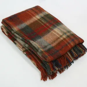 Irish Knee Blanket Brown Orange and Blue Tartan