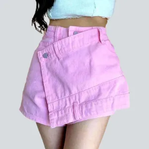 Irregular color women's denim skort