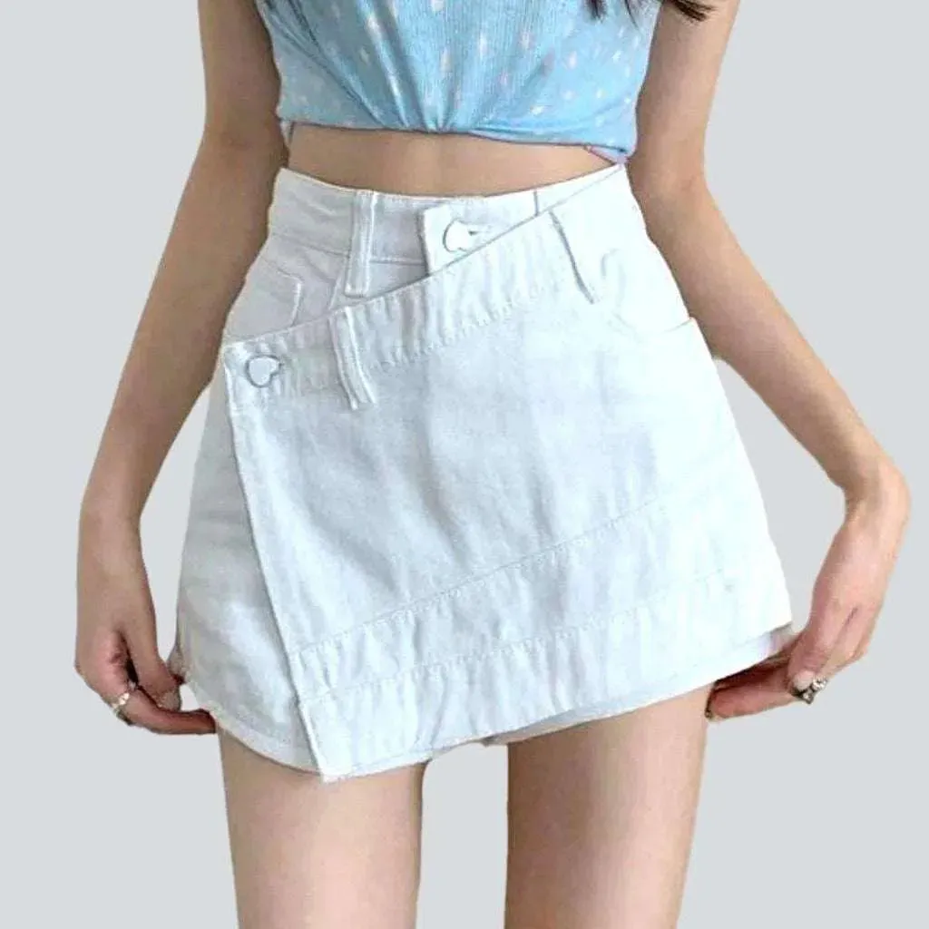 Irregular color women's denim skort