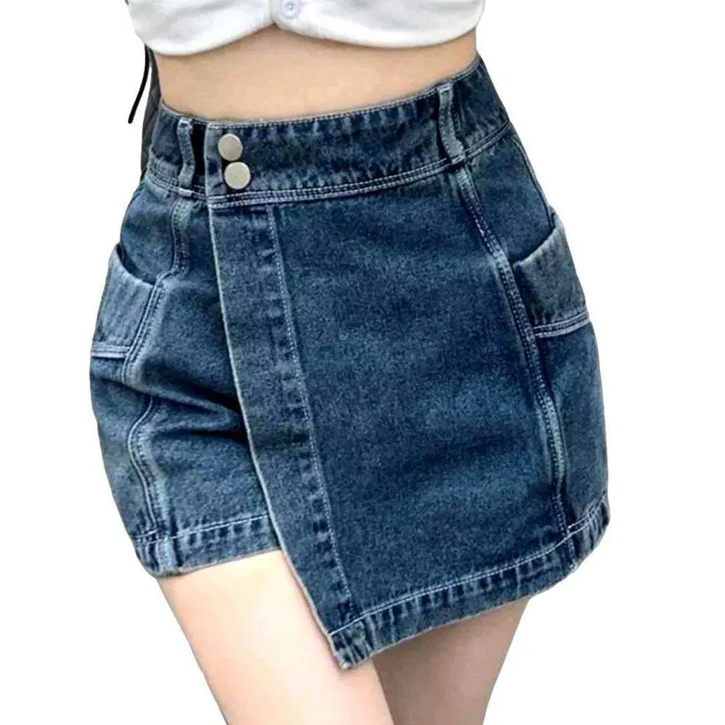 Irregular mini denim skirt