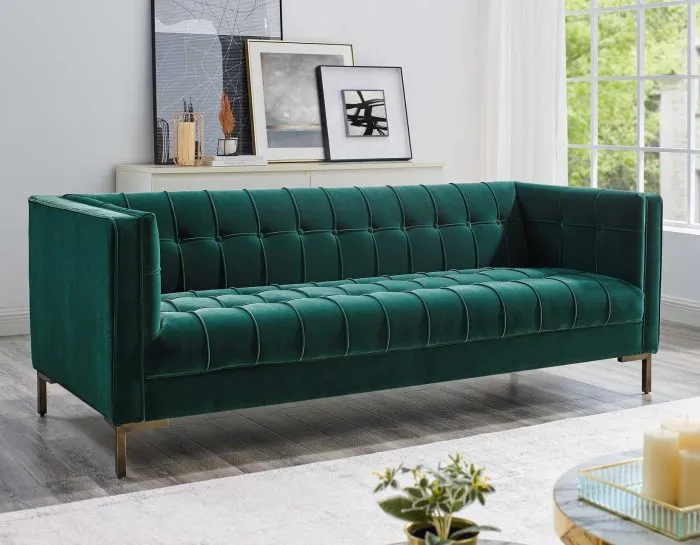 Isaac Channel Stitched Velvet Sofa