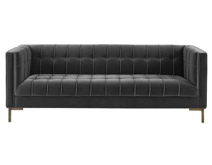 Isaac Channel Stitched Velvet Sofa