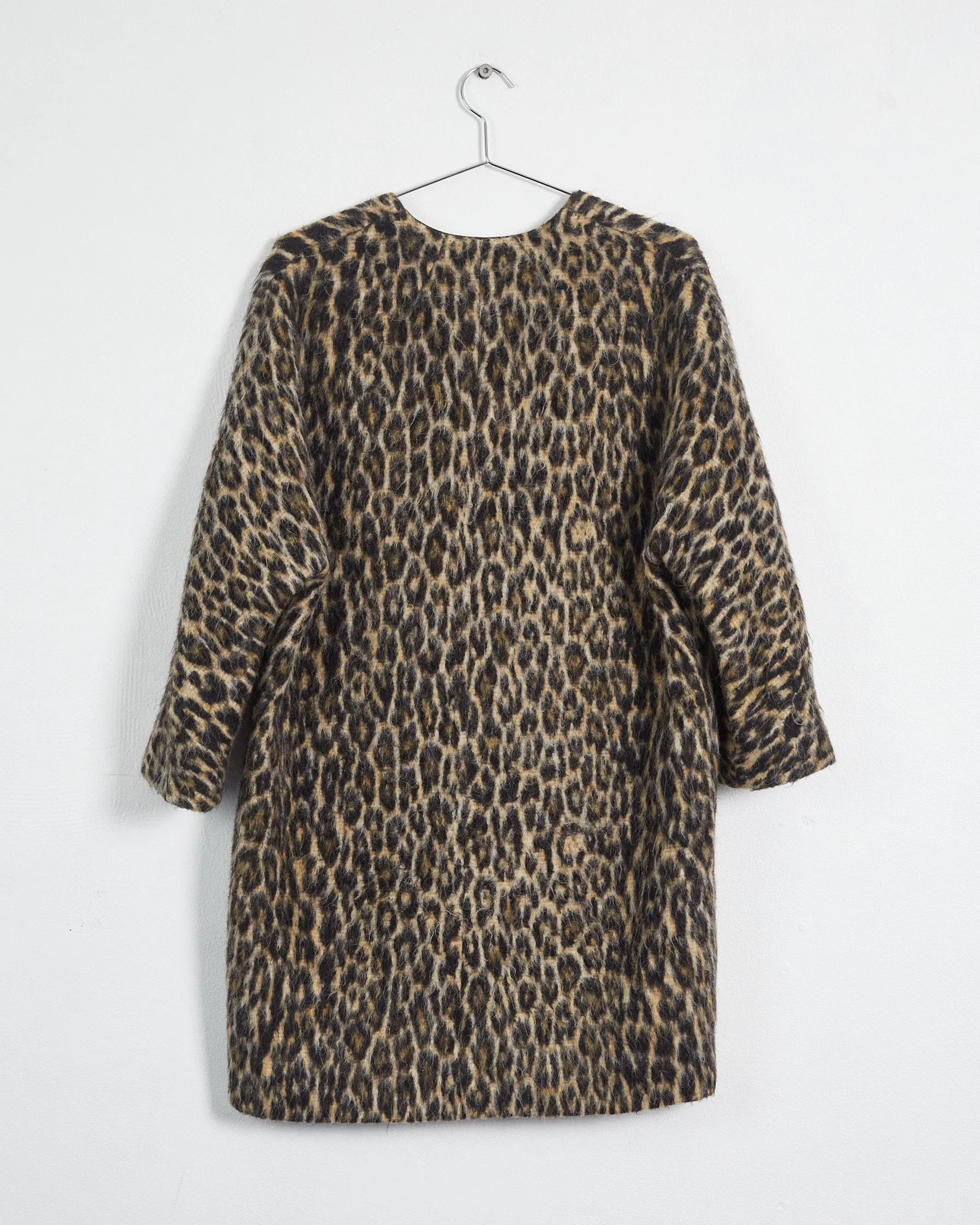 Isabel Marant leopard print collarless coat, black & brown, 12