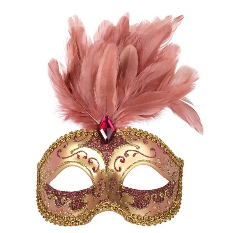 Isabella Gold Feather Mask