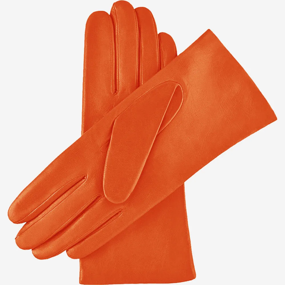 Isabella (orange) - Italian lambskin leather gloves with luxurious cashmere lining