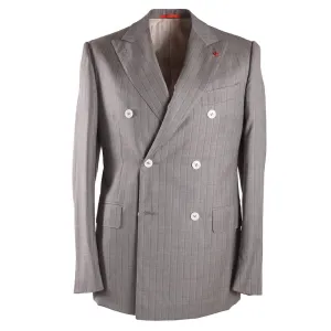 Isaia Dove Gray Stripe 140s Wool Suit