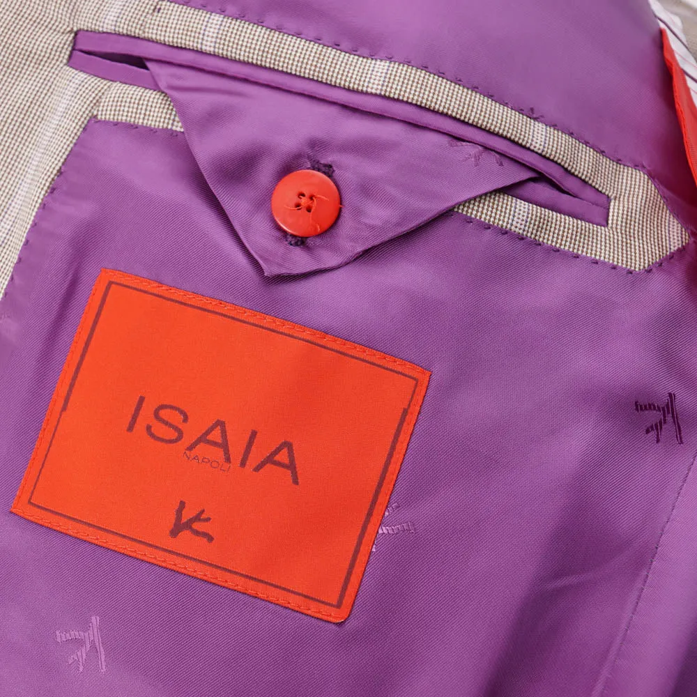 Isaia Light Brown and Lavender Striped Suit