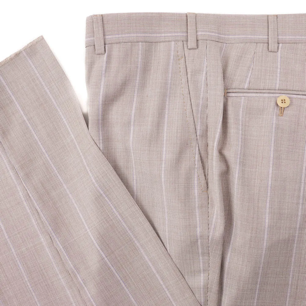 Isaia Light Brown and Lavender Striped Suit