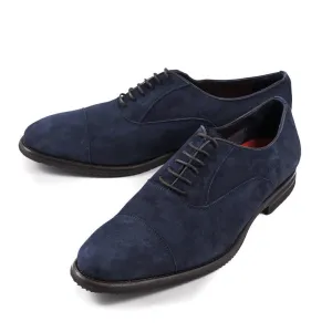 Isaia Navy Blue Suede Oxfords