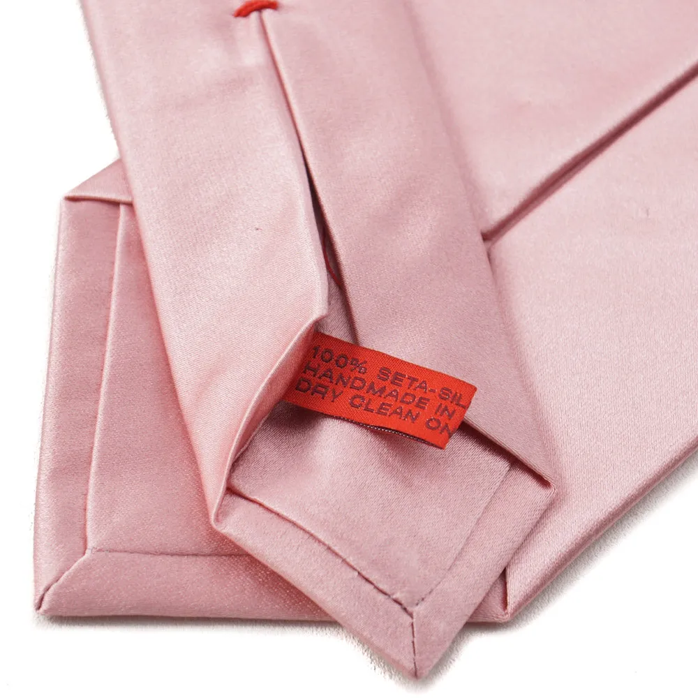 Isaia Solid Pink Satin Silk Tie