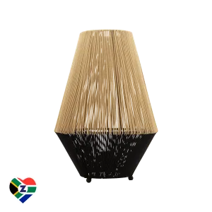 Isgege Two-Tone Black & Beige Woven Table Lamp