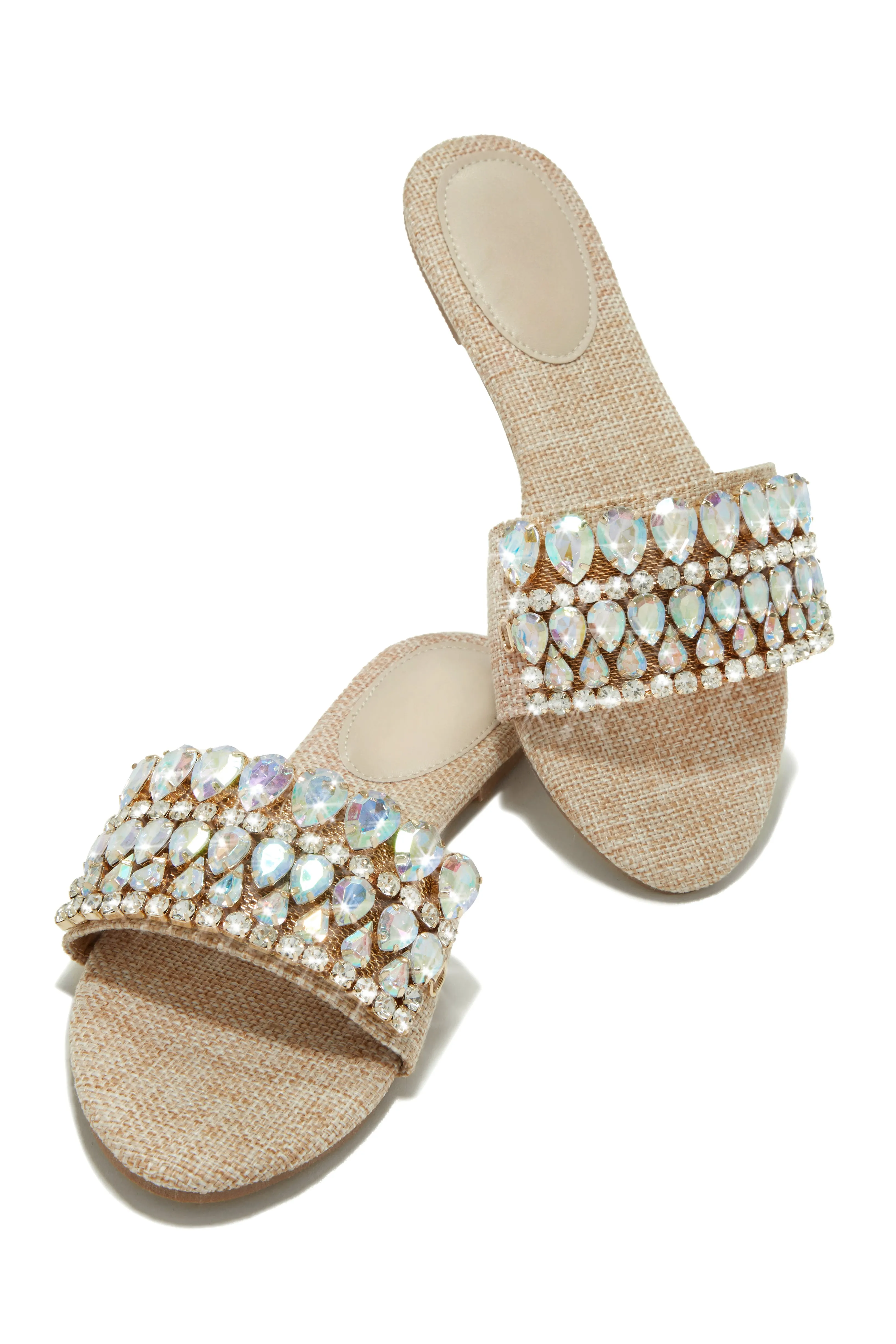 Isla Bonita Embellished Slip On Sandals - Denim