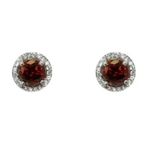 Isla Ruby Round Halo CZ Stud Earrings - 10mm | 1.2ct