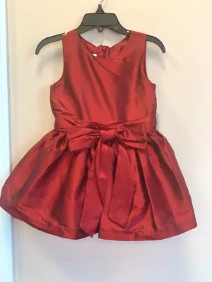 Isobella and Chloe Red Bow Silk Infant Dress