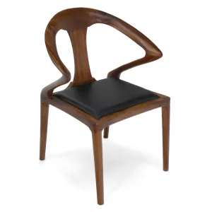 Isosceles Dining Guest Chair - Solid Walnut - Black Leather Seat - MCM