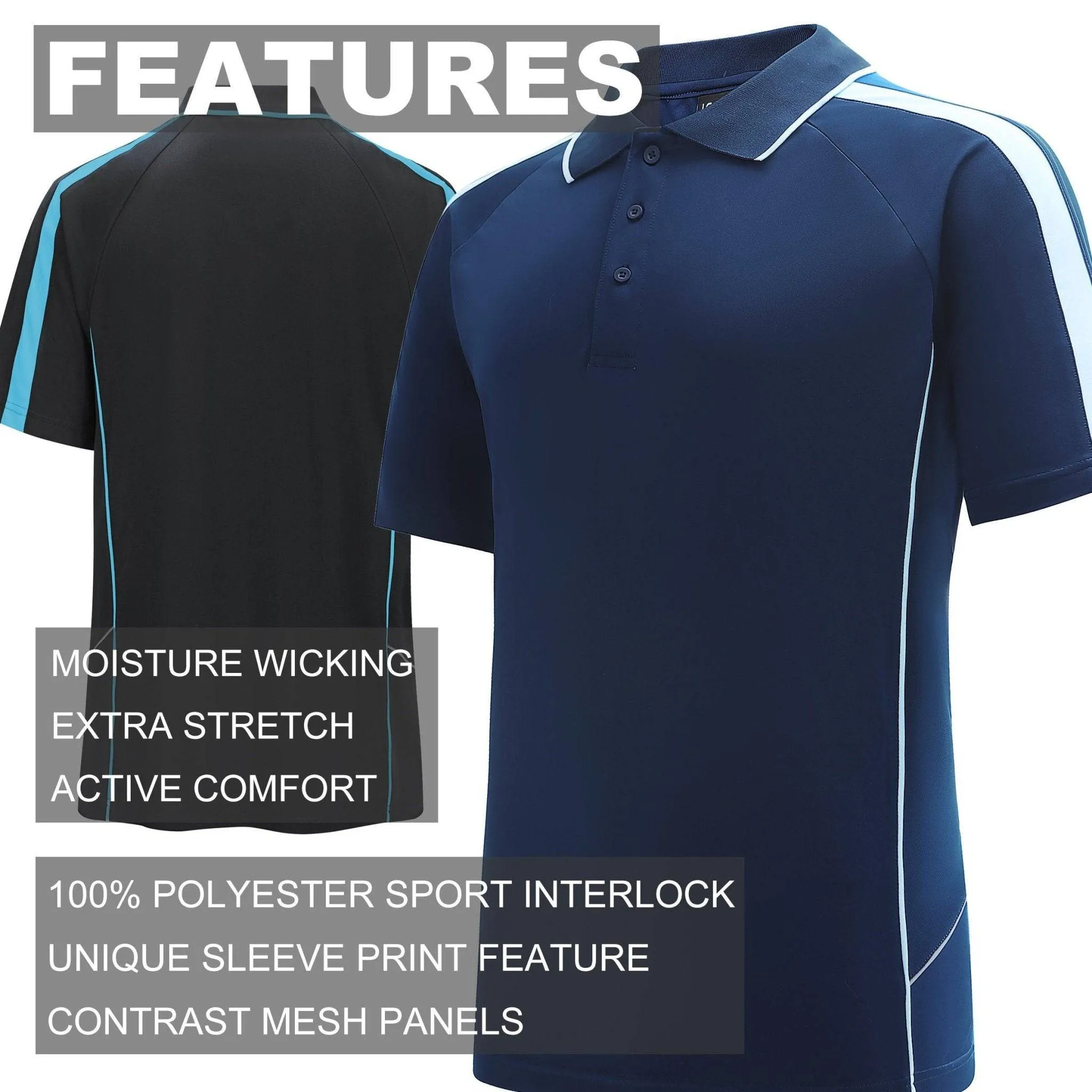 ISUSI Flow Mens Polo Shirts, Short Sleeve