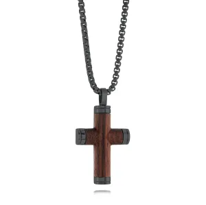 Italgem 22" Men's Steel Wood Cross Pendant