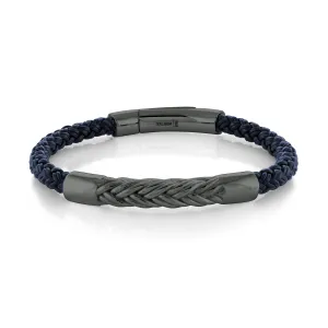 Italgem Men's 8.25" IP Steel Blue Leather Bracelet