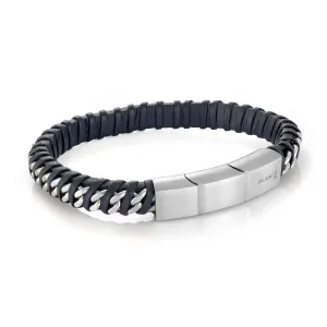 Italgem Men's 8.5" Steel Blue Leather Bracelet