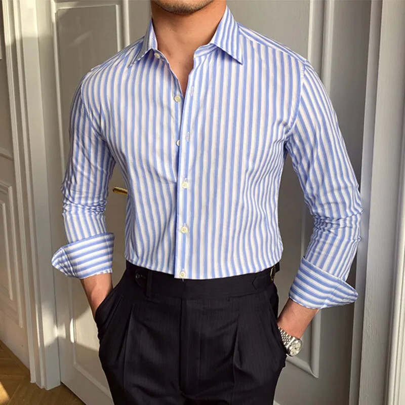 Italian Blue Striped Shirt