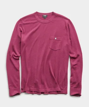 Italian Cashmere Pocket T-Shirt Sweater in Magenta Mist