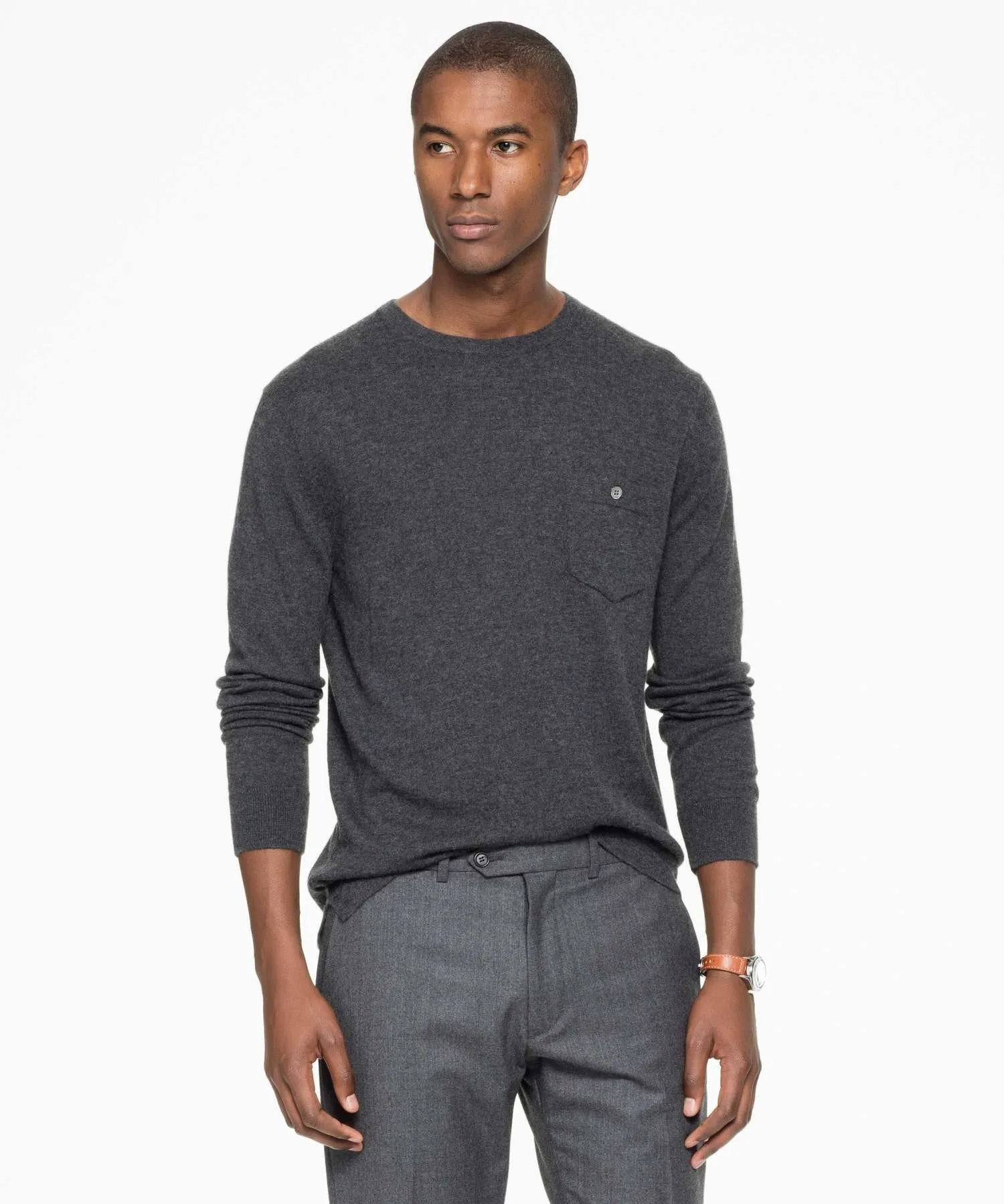 Italian Cashmere T-Shirt Sweater in Charcoal