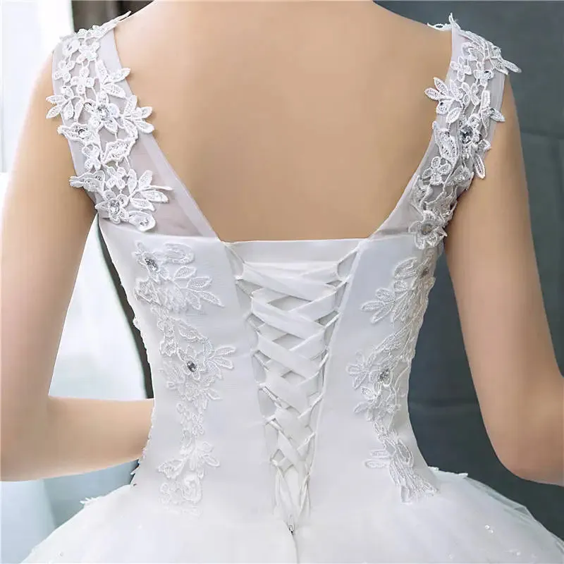 It's YiiYa New V-neck Wedding Dresses Simple Off White Sequined Cheap Wedding Gown De Novia HS288