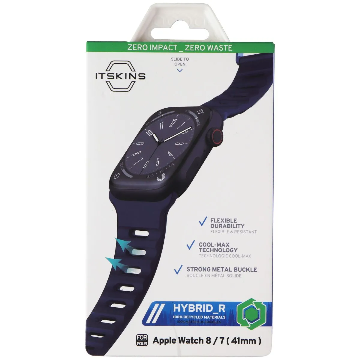 ITSKINS Hybrid_R Silicone Watch Band for Apple Watch 8 / 7 (41mm) - Navy Blue