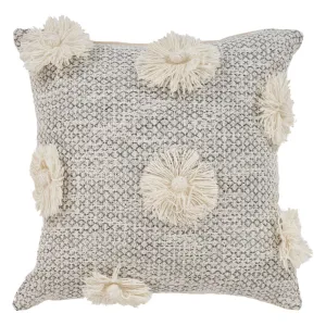 Ivory & Gray Pom Pillow