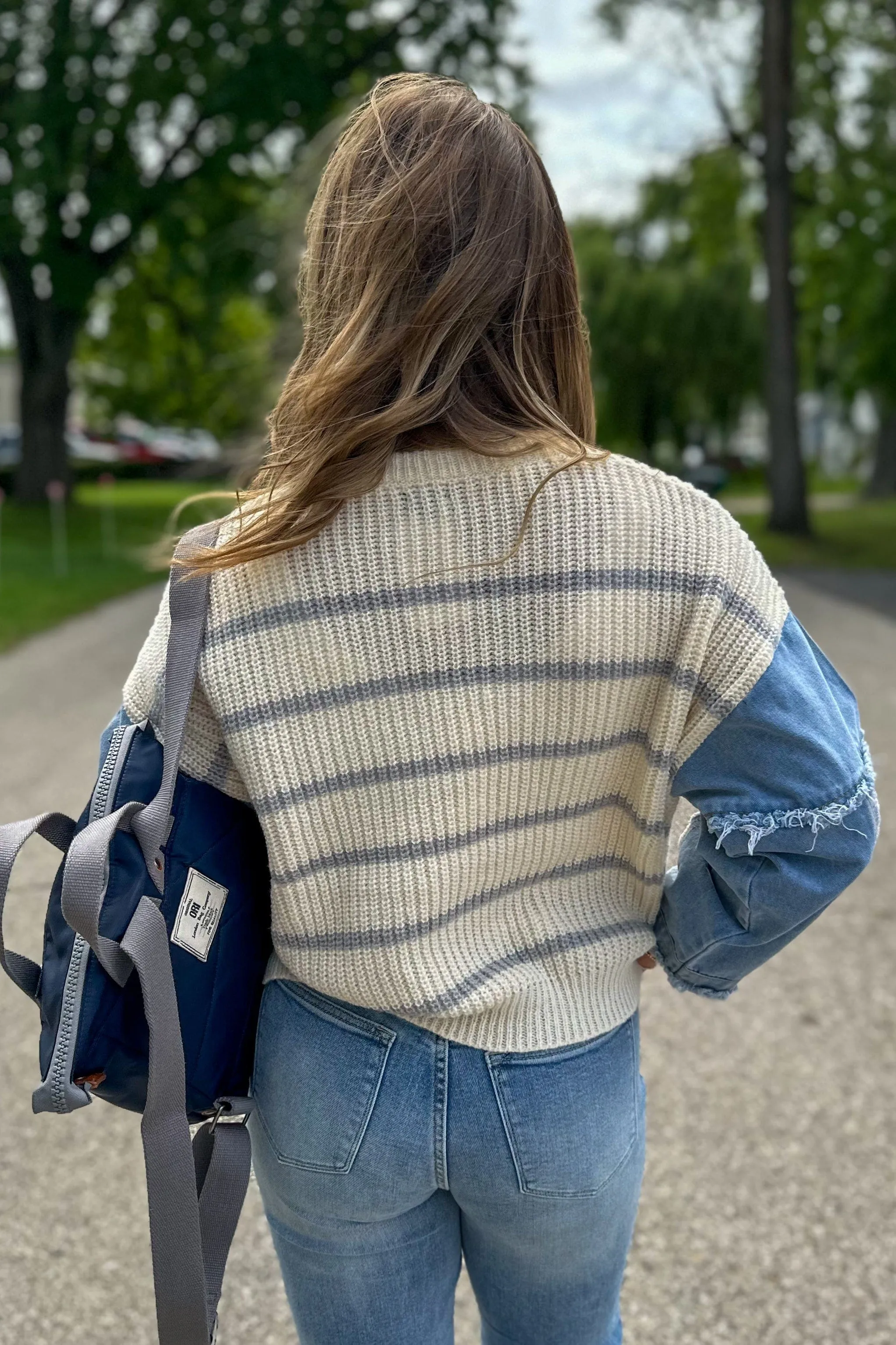 Ivory & Grey Striped Sweater