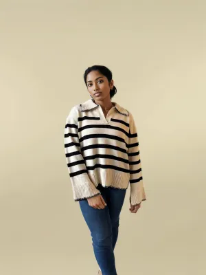 Ivory and Black Stripped Sweater