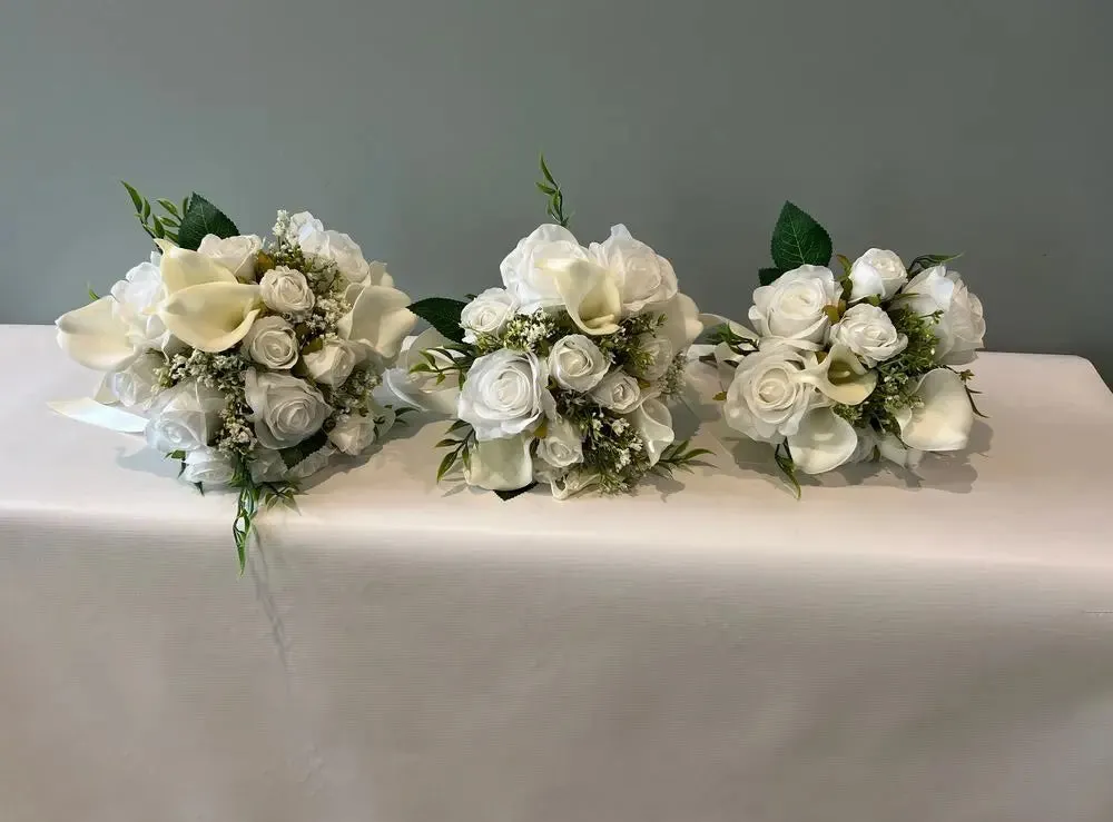 Ivory And White Rose Artificial Bridal  Bouquet