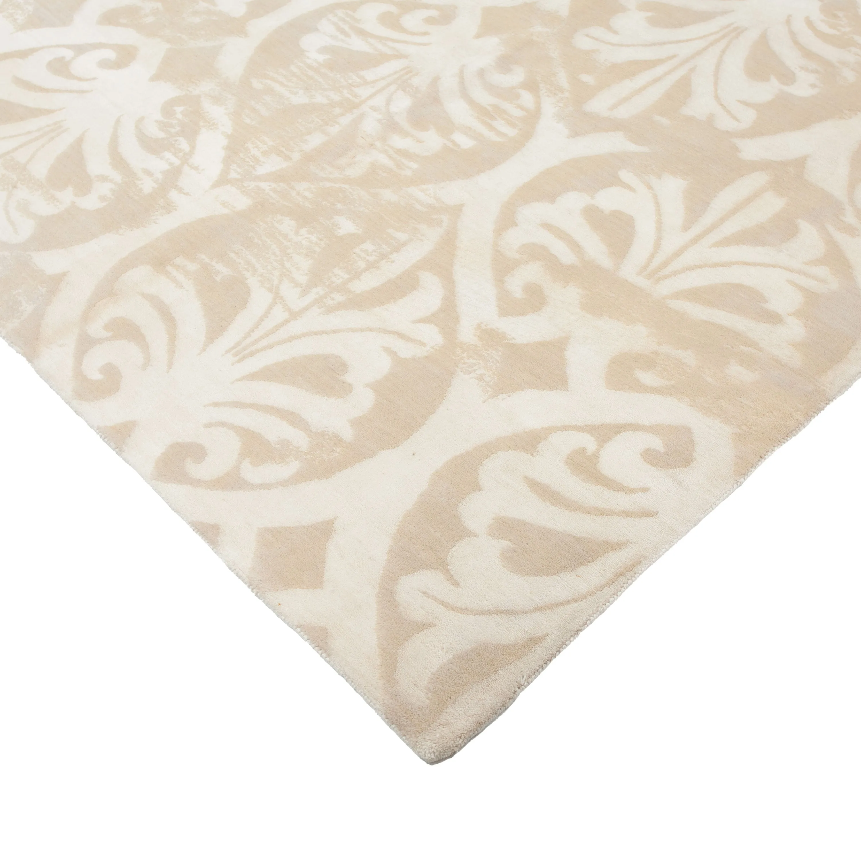 Ivory Contemporary Wool Bamboo Silk Blend Rug - 8'10" x 11'10"