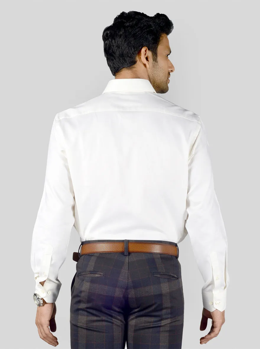 Ivory Dobby Regular Fit Formal Shirt | JadeBlue