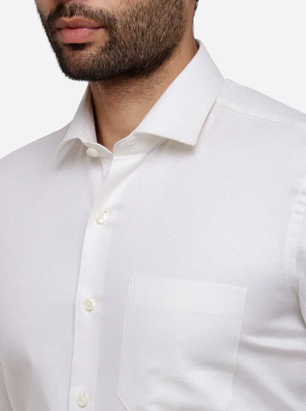 Ivory Dobby Slim Fit Formal Shirt | Metal