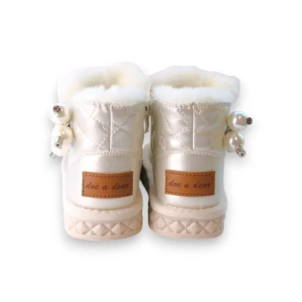 Ivory Pearl Charm Quilted Boot